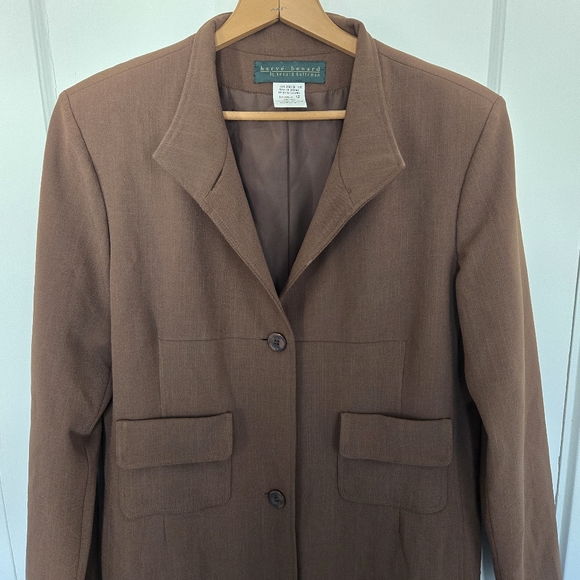 Vintage Harve Bernard Women's Longline Trench Coat Size 12 Brown Dark Academia - Picture 5 of 12